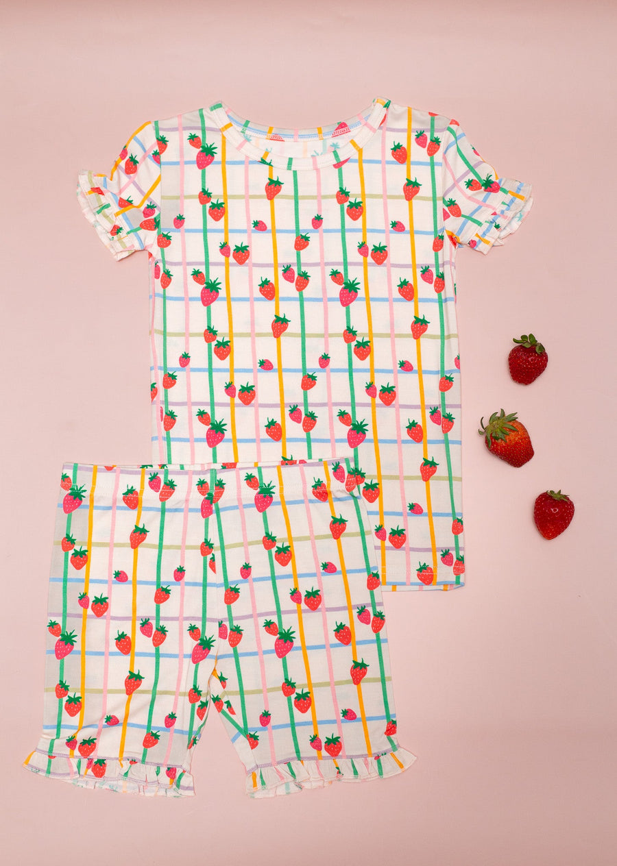 Goosies Ruffle Shorts PJ Set in Berry Patch