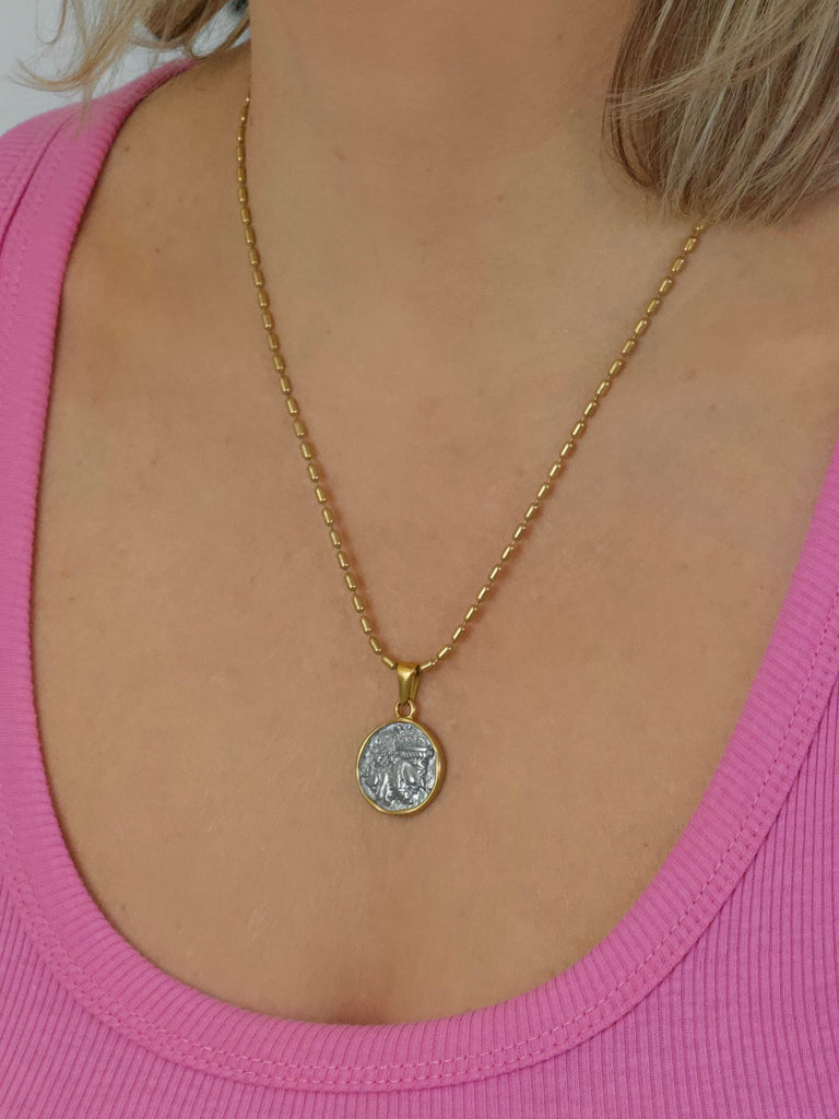 Farrah B In Charge Coin Necklace in Gold