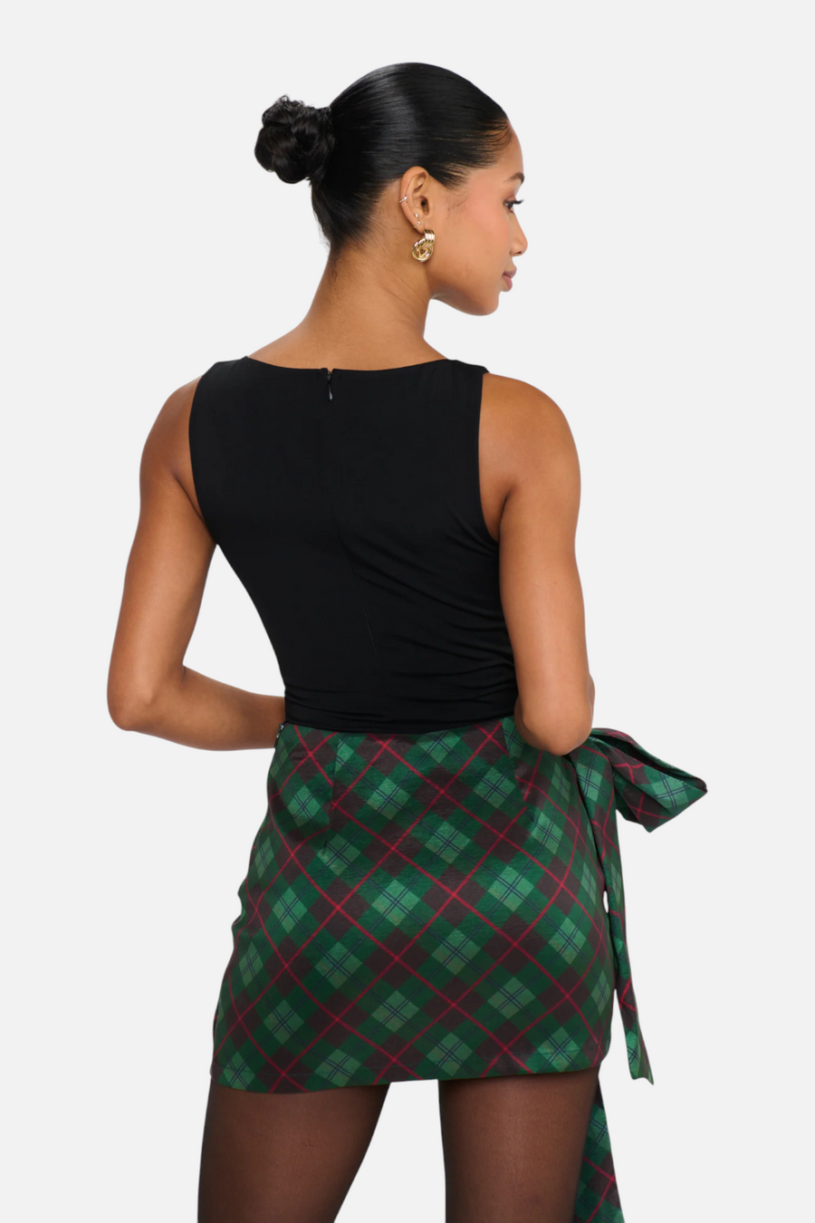 Show Me Your Mumu Iva Bow Skirt in Mistletoe Plaid