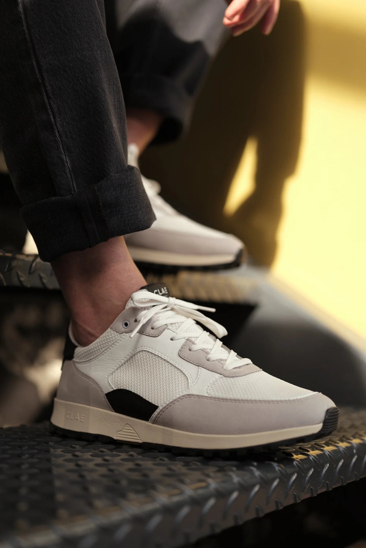 Clae Men's Joshua in Microchip White Black | CHROME