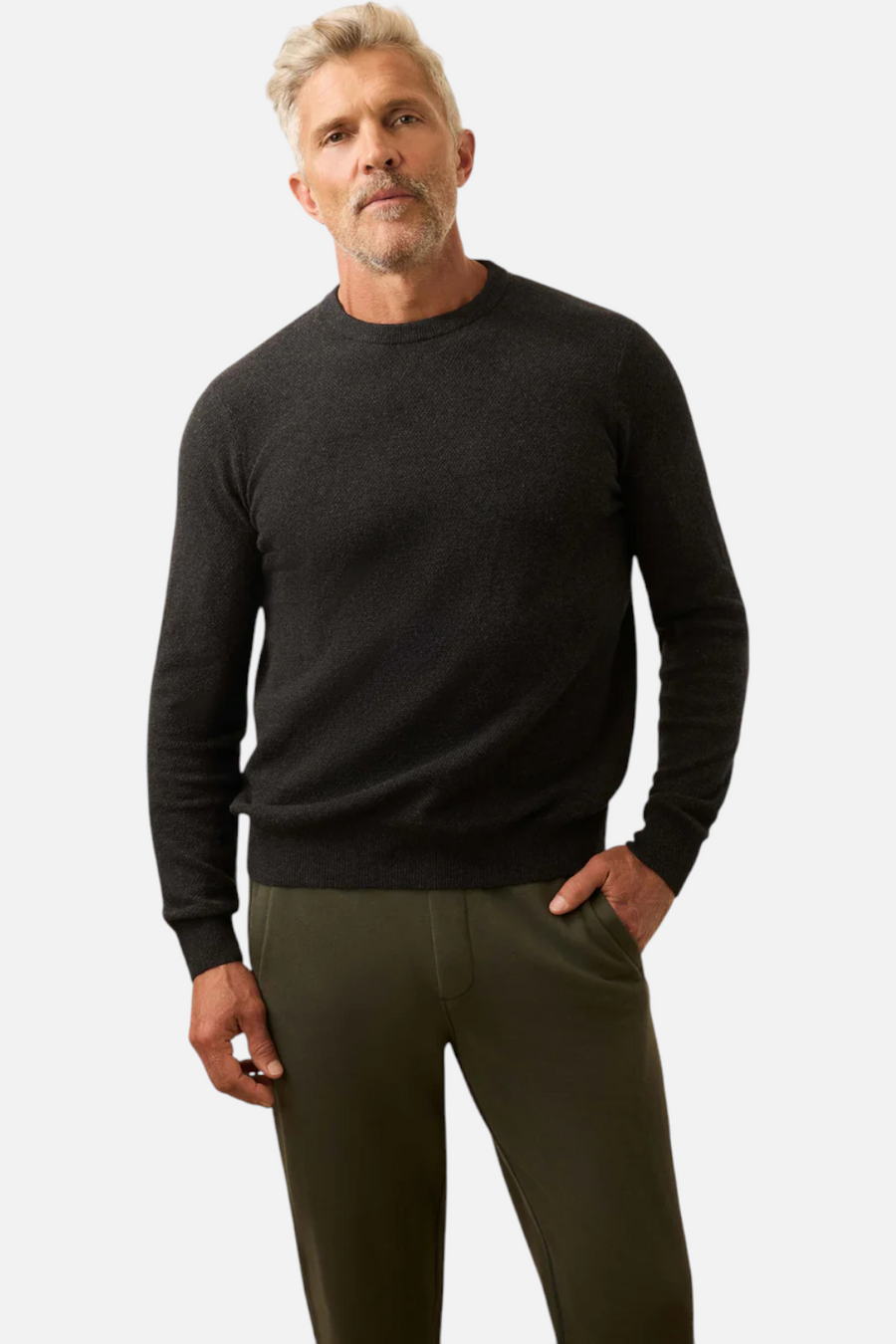 Faherty Men's Jackson Crew Sweater in Wolf Black Heather