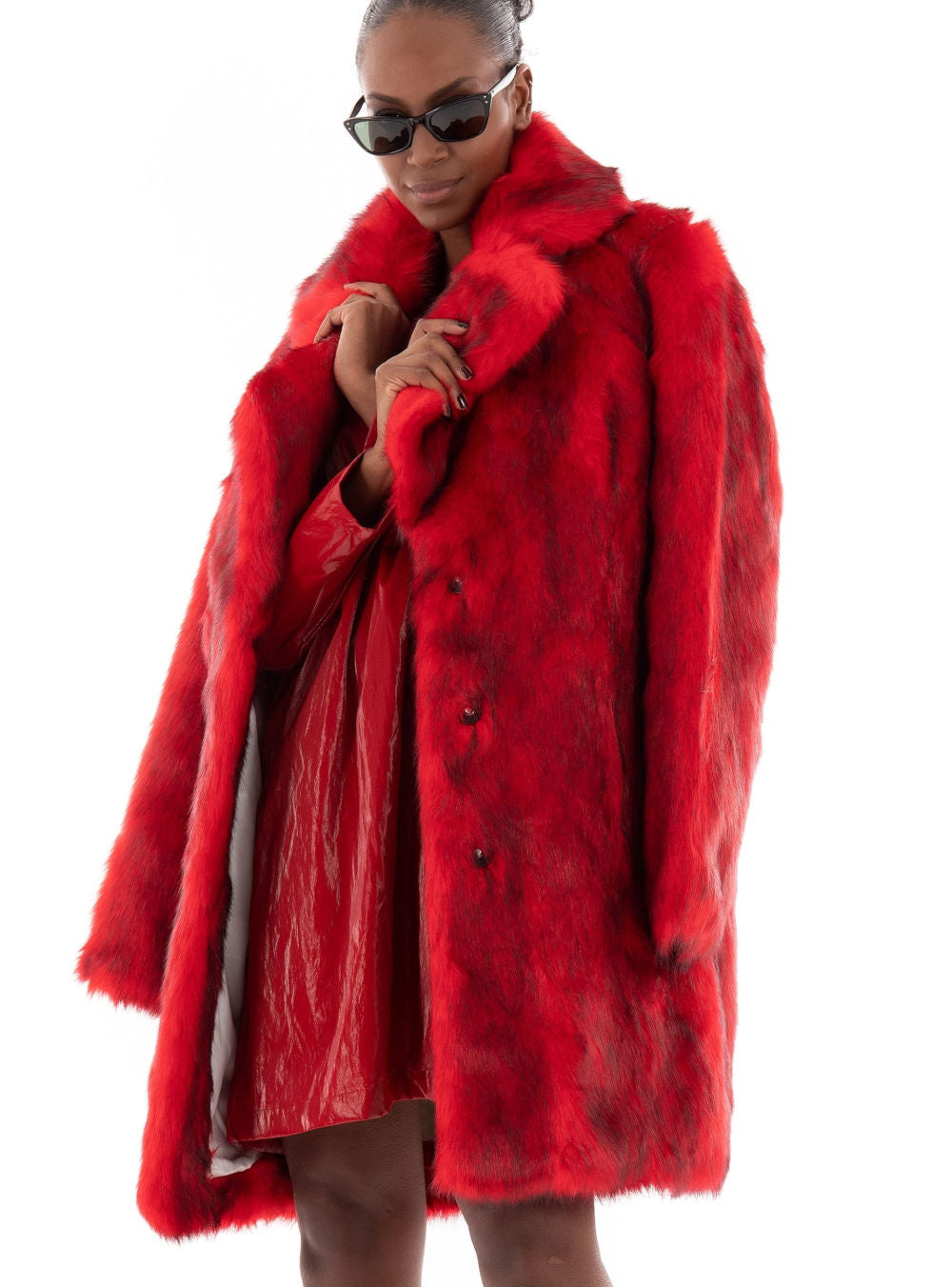 Jakke Heather Fox Fur Coat in Red – CHROME