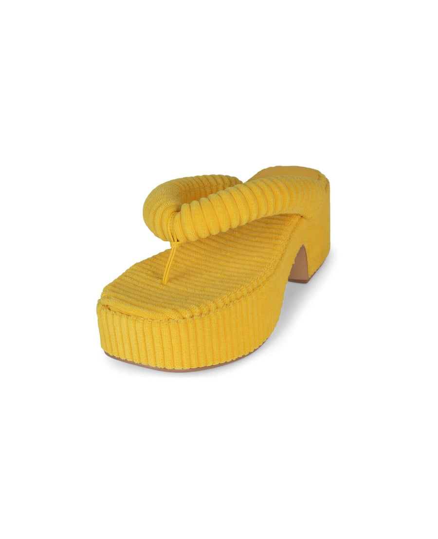 Jeffrey Campbell Luau-2 Platform Sandal in Yellow Stripe Terry Cloth