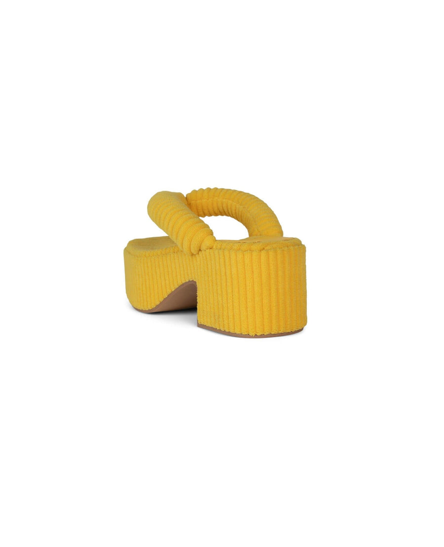 Jeffrey Campbell Luau-2 Platform Sandal in Yellow Stripe Terry Cloth