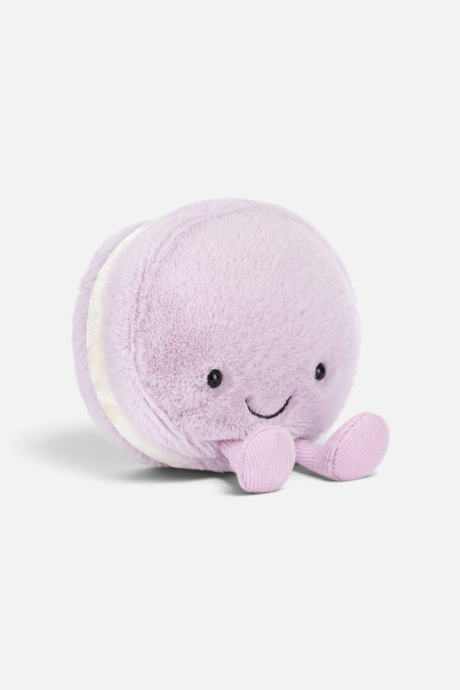 Jellycat Amuseables May Macaron plush toy in lavender, front view.