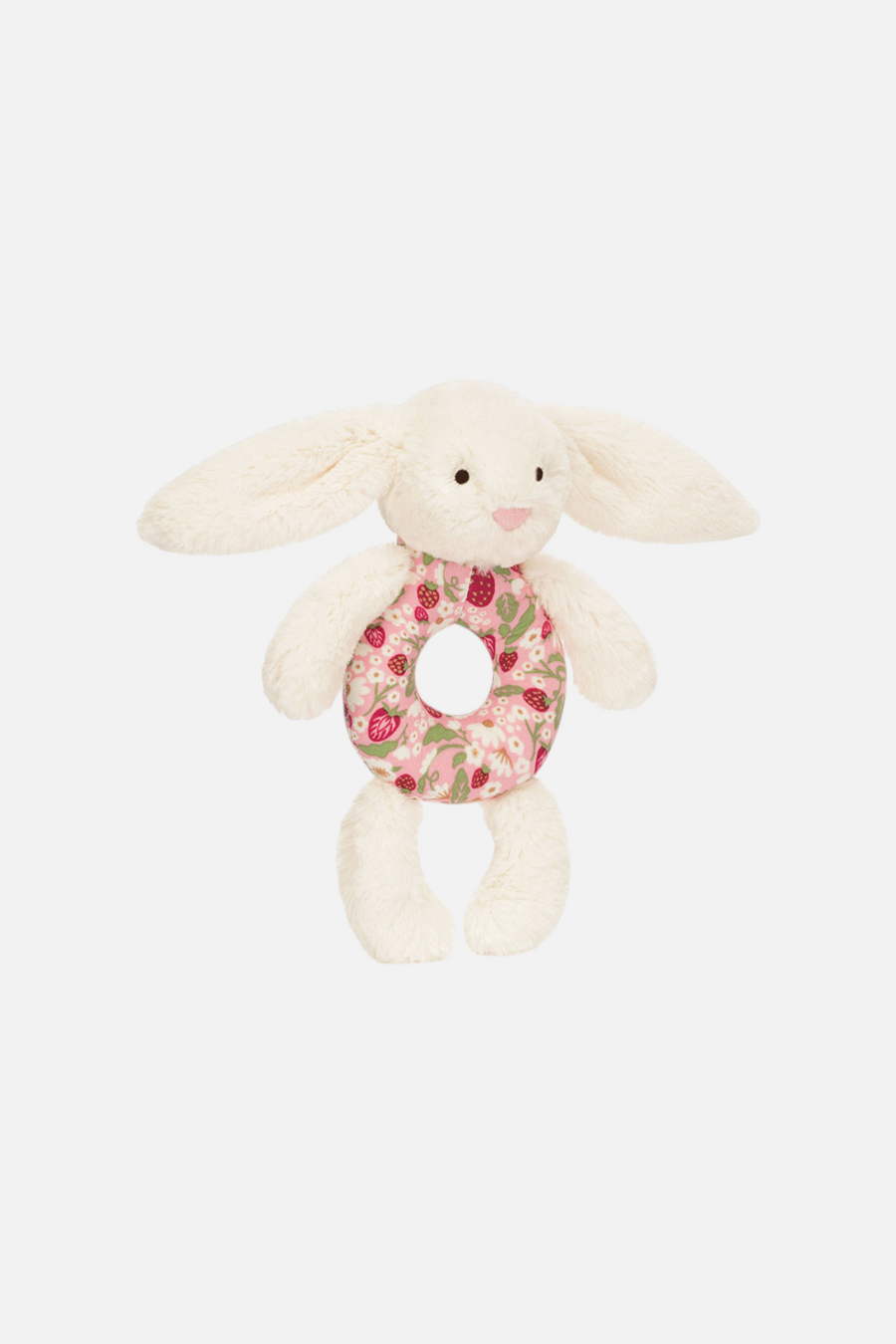 Jellycat Blossom Cream Bunny Berry Ring Rattle – front view