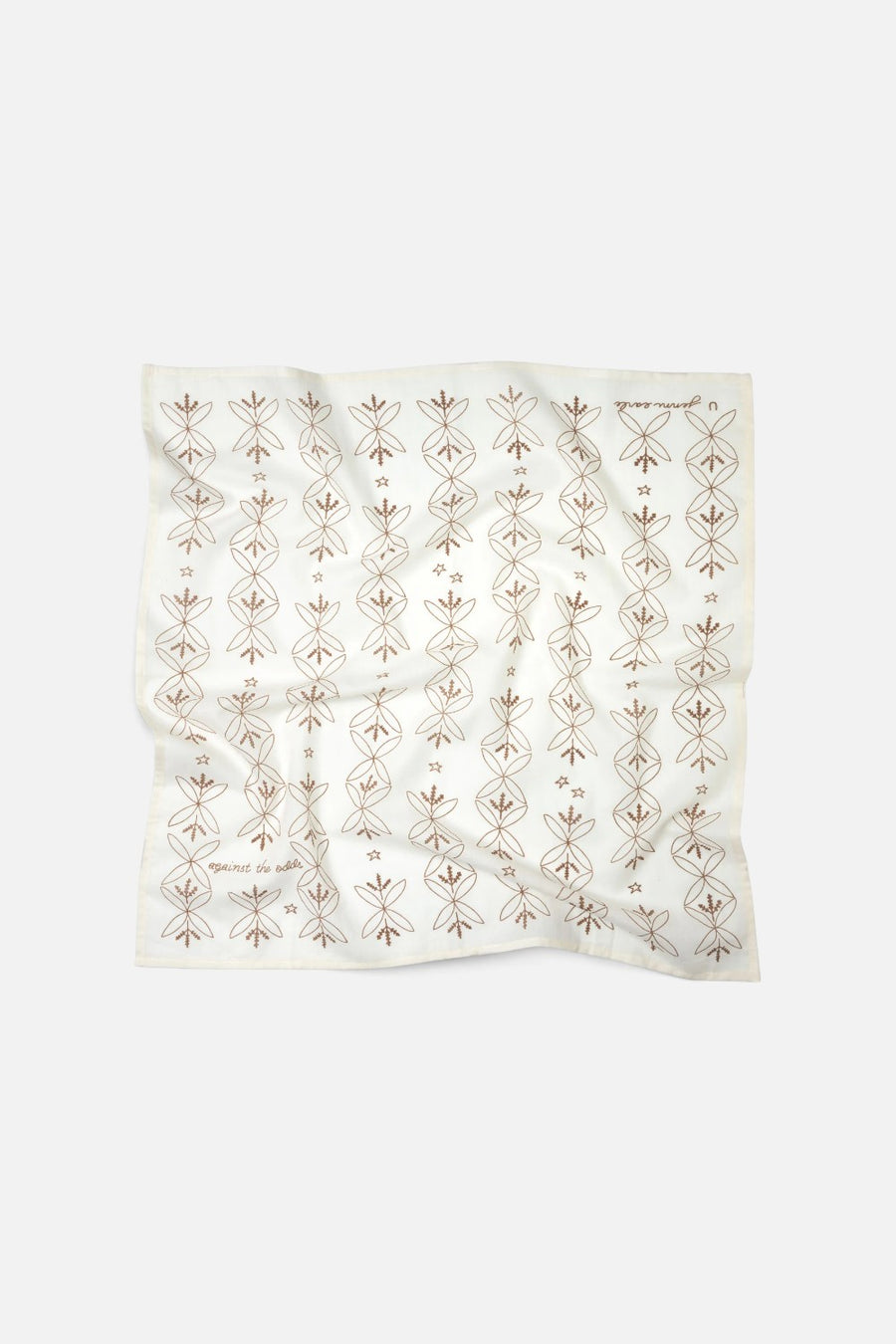 Jenni Earle Against The Odds cotton voile bandana in cream, geometric floral print detail.