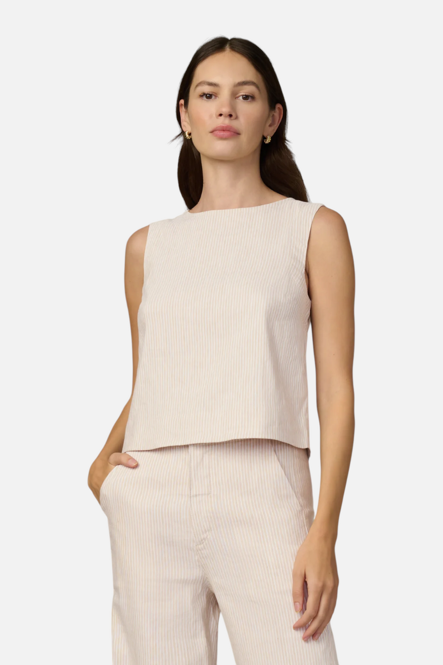 Joes Jeans Boat Neck Shell Top in Micro Stripe
