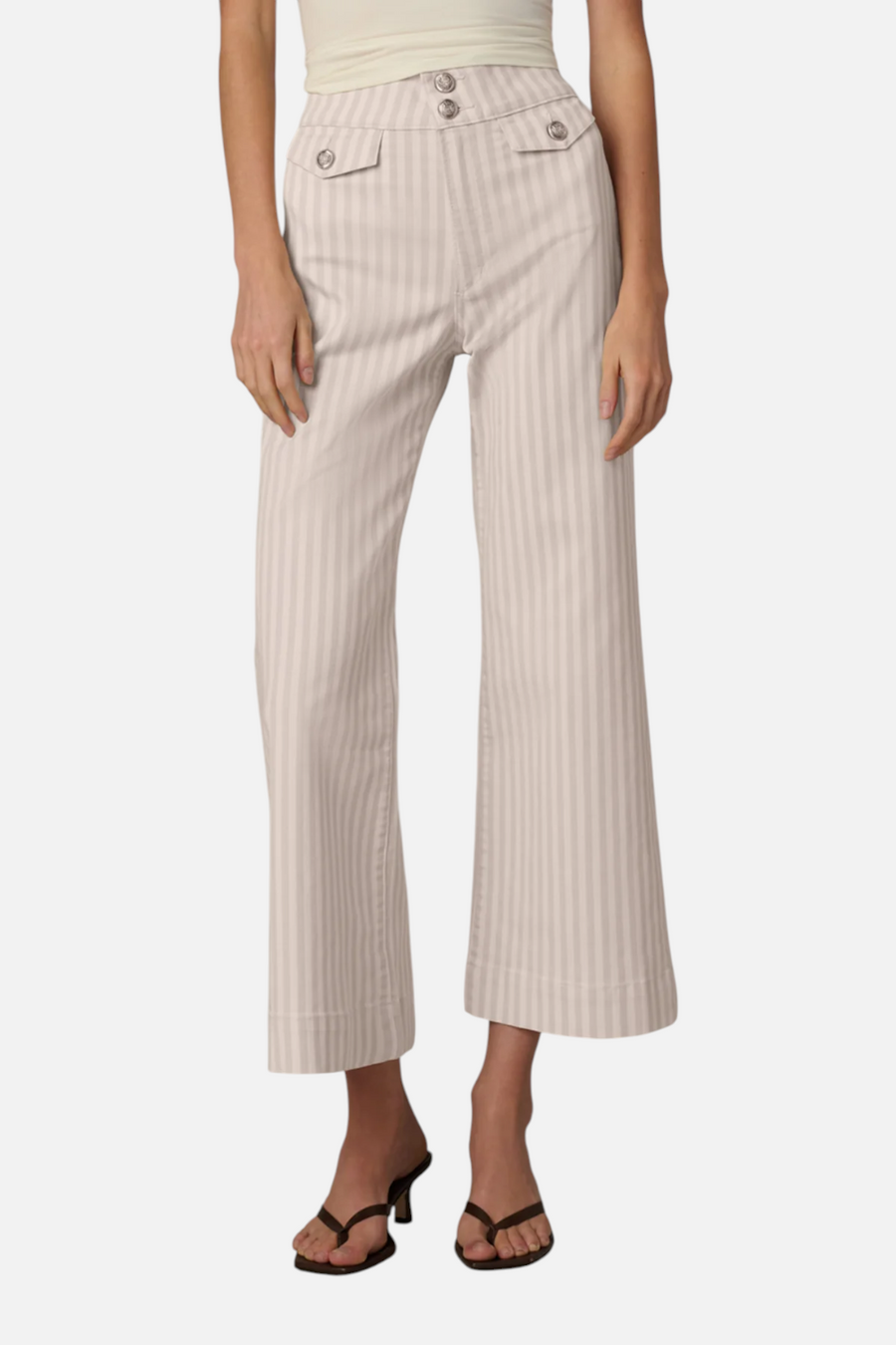 Joes Jeans Ellia High-Rise Wide Leg Ankle Jean in Natural Stripe