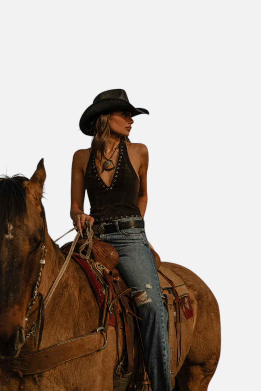 Joes Jeans Rodeo Suede Halter Top in Dark Chocolate