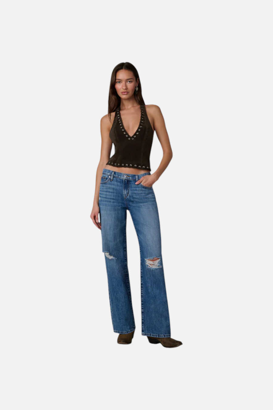 Joes Jeans Rodeo Suede Halter Top in Dark Chocolate