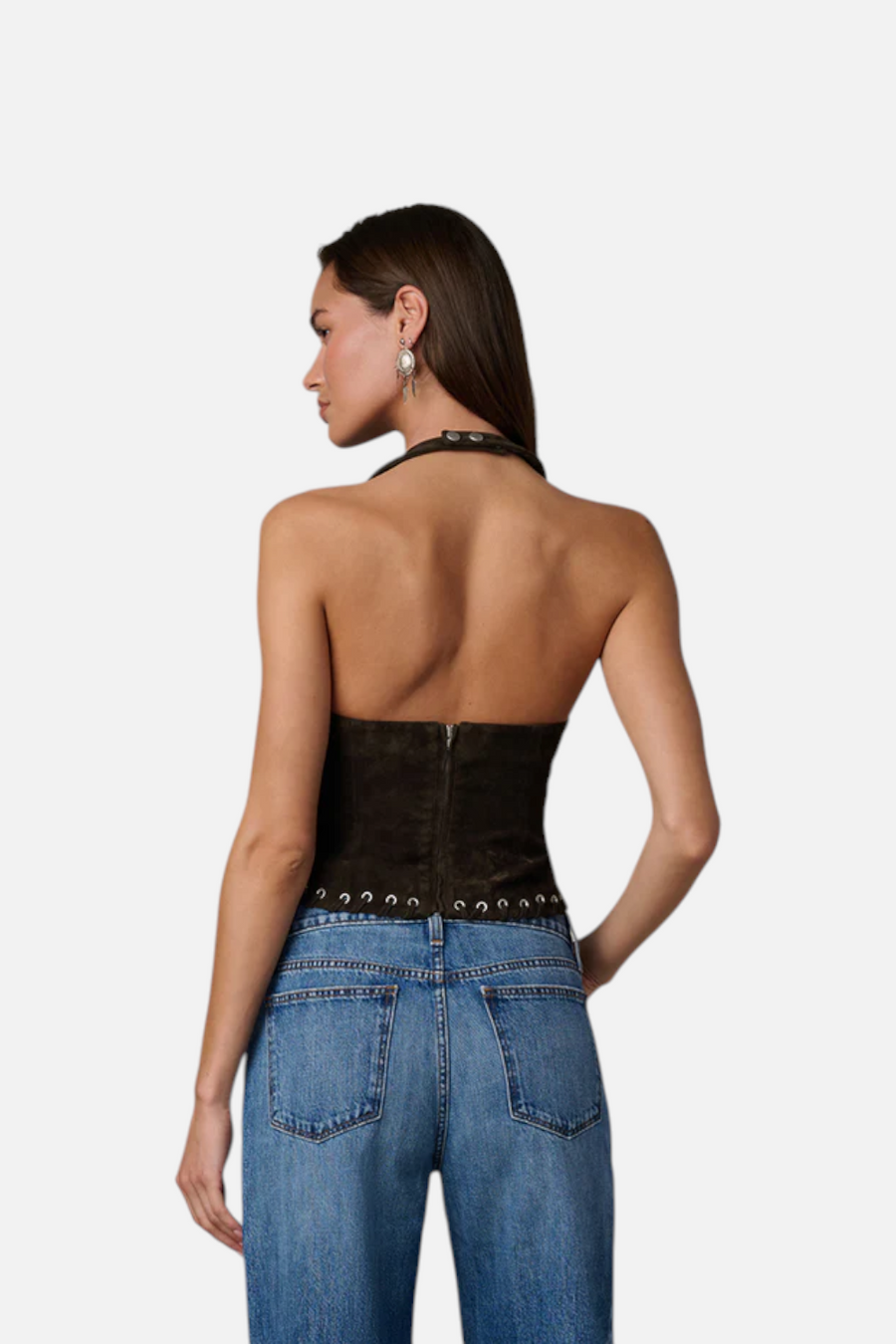 Joes Jeans Rodeo Suede Halter Top in Dark Chocolate