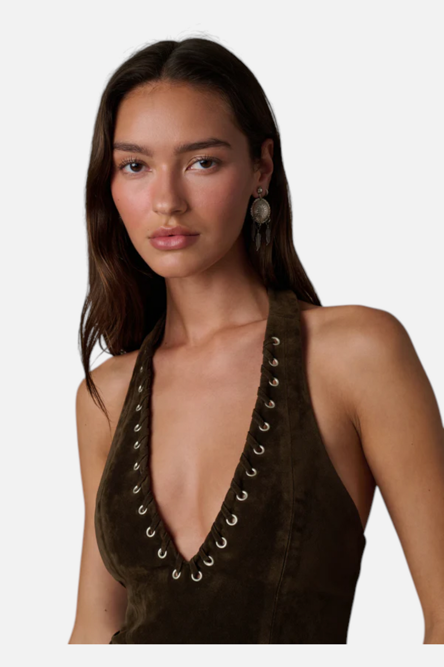 Joes Jeans Rodeo Suede Halter Top in Dark Chocolate