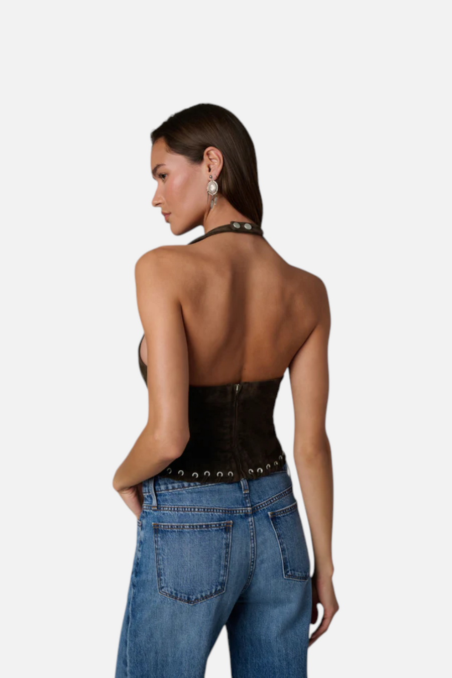 Joes Jeans Rodeo Suede Halter Top in Dark Chocolate