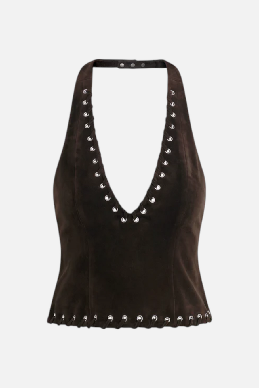 Joes Jeans Rodeo Suede Halter Top in Dark Chocolate