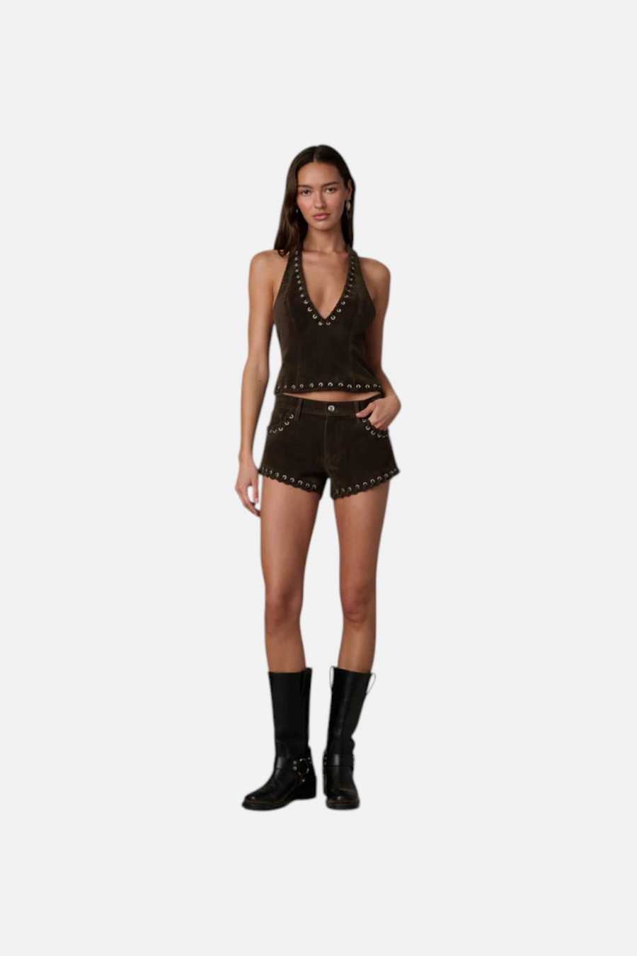 Joes Jeans Rodeo Suede Hot Short in Dark Chocolate