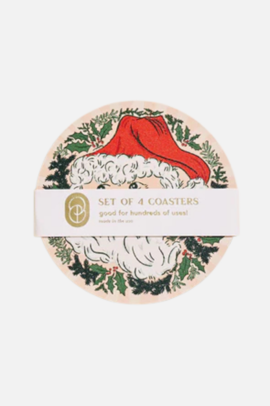 Jolly Santa Coasters - Set of 4