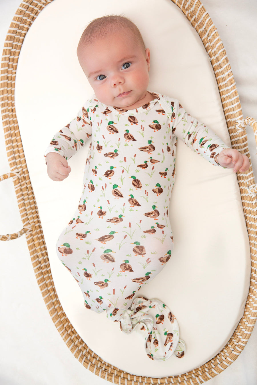 Goosies Knotted Infant Gown in Mallard Drake