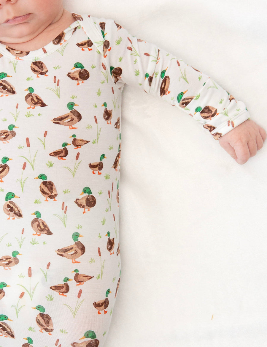 Goosies Knotted Infant Gown in Mallard Drake