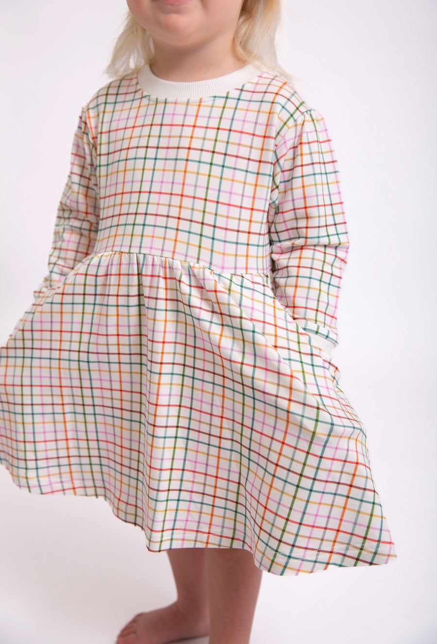 Goosies Sweatshirt Dress in AJ Plaid, front view