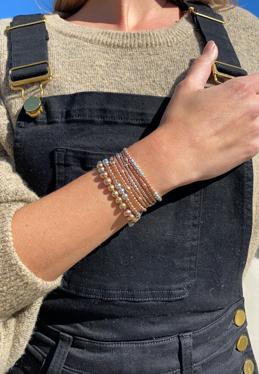 Karen Lazar 2mm Yellow Gold Filled Bracelet with Sterling Silver Orzo Pattern