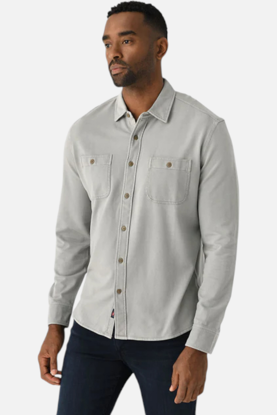 Faherty Men's Field Knit Utility Shirt in Coastal Sage