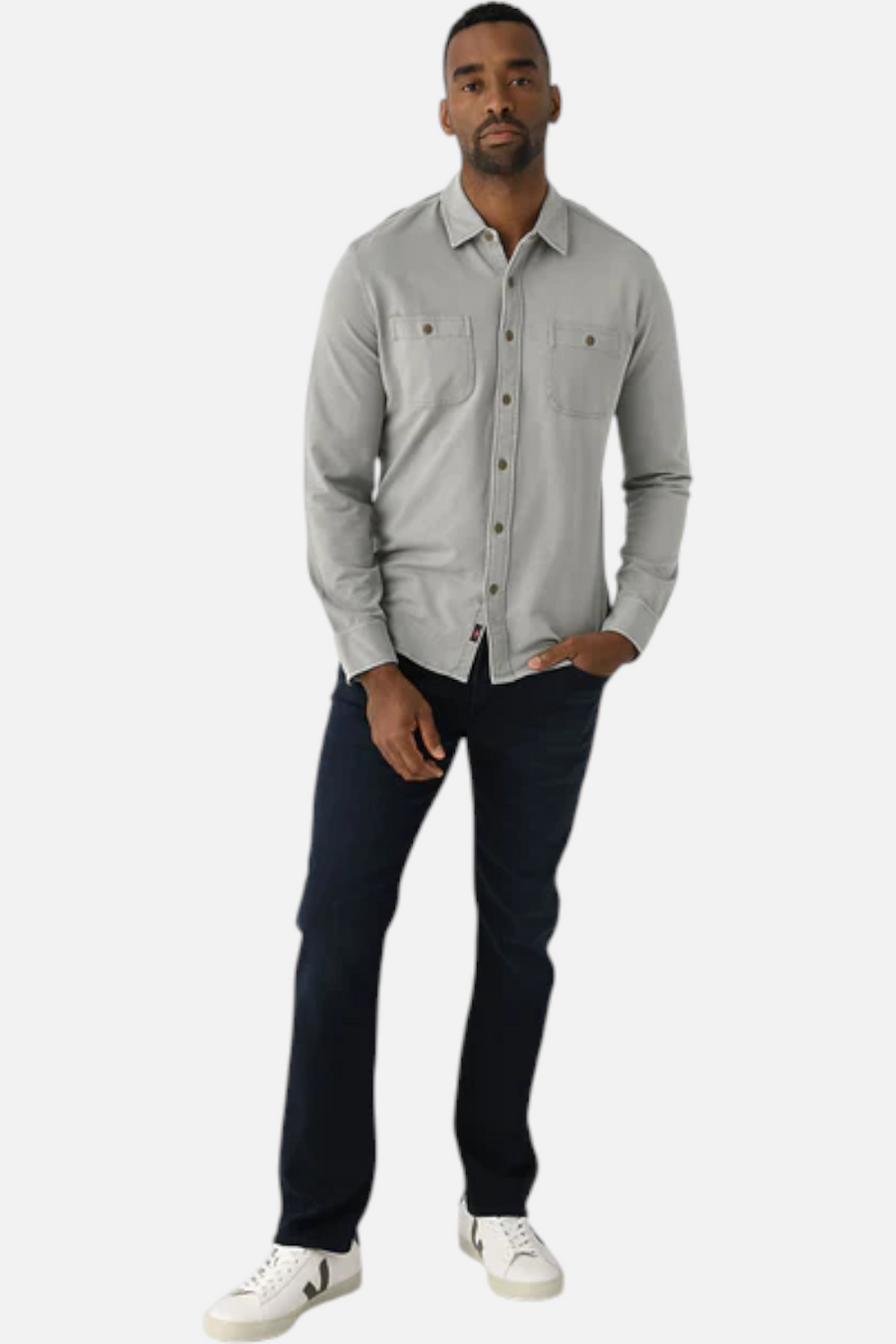 Faherty Men's Field Knit Utility Shirt in Coastal Sage