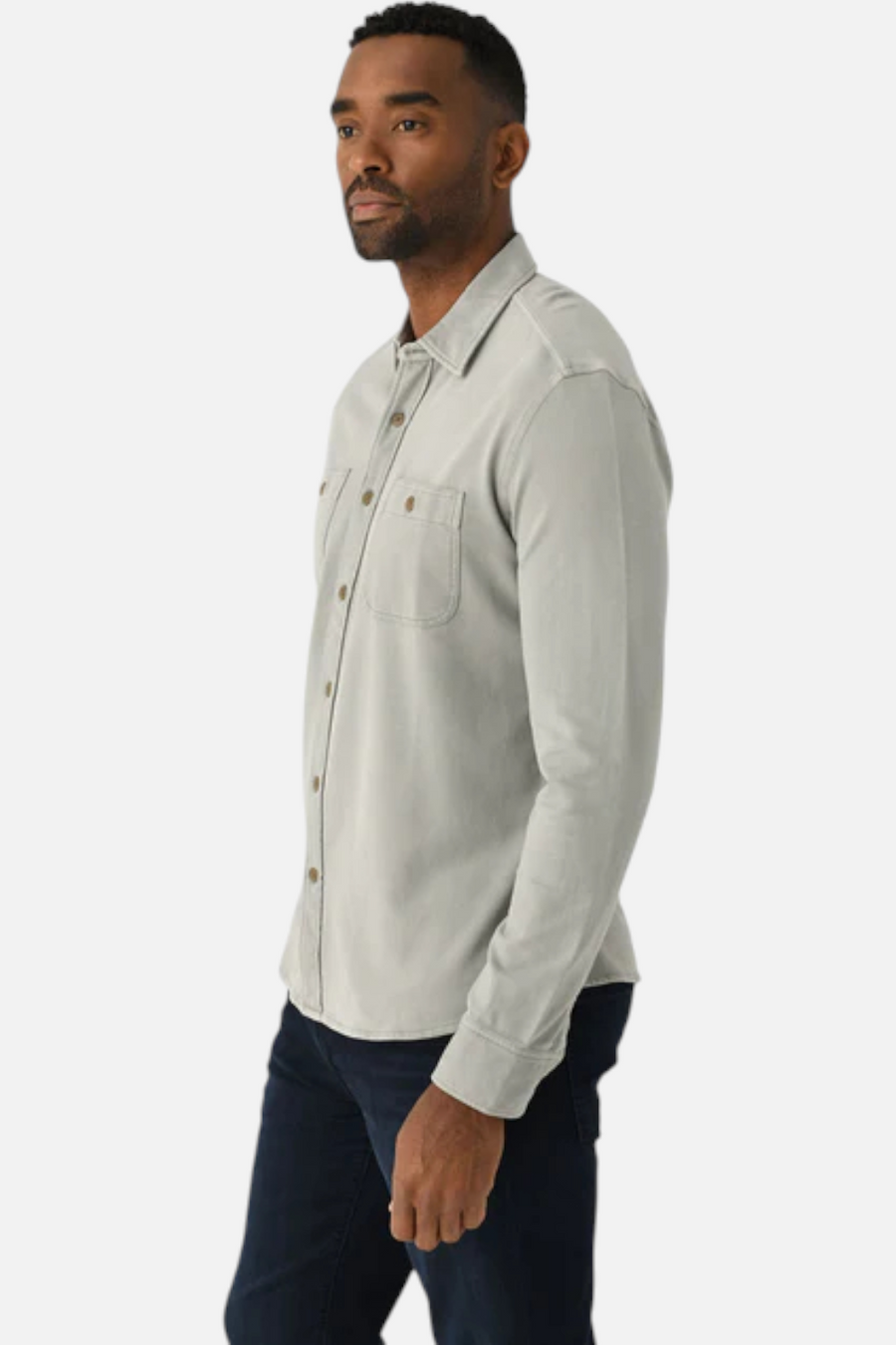 Faherty Men's Field Knit Utility Shirt in Coastal Sage