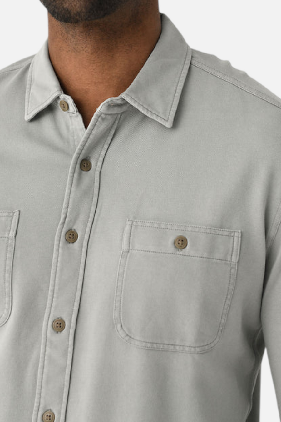 Faherty Men's Field Knit Utility Shirt in Coastal Sage