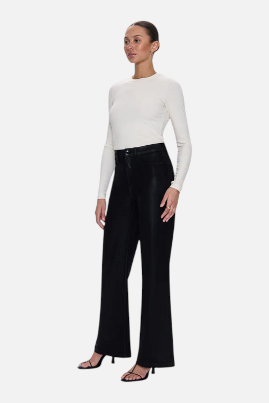 Pistola Lana High Rise Ultra Wide Leg Jean in Coated Noir