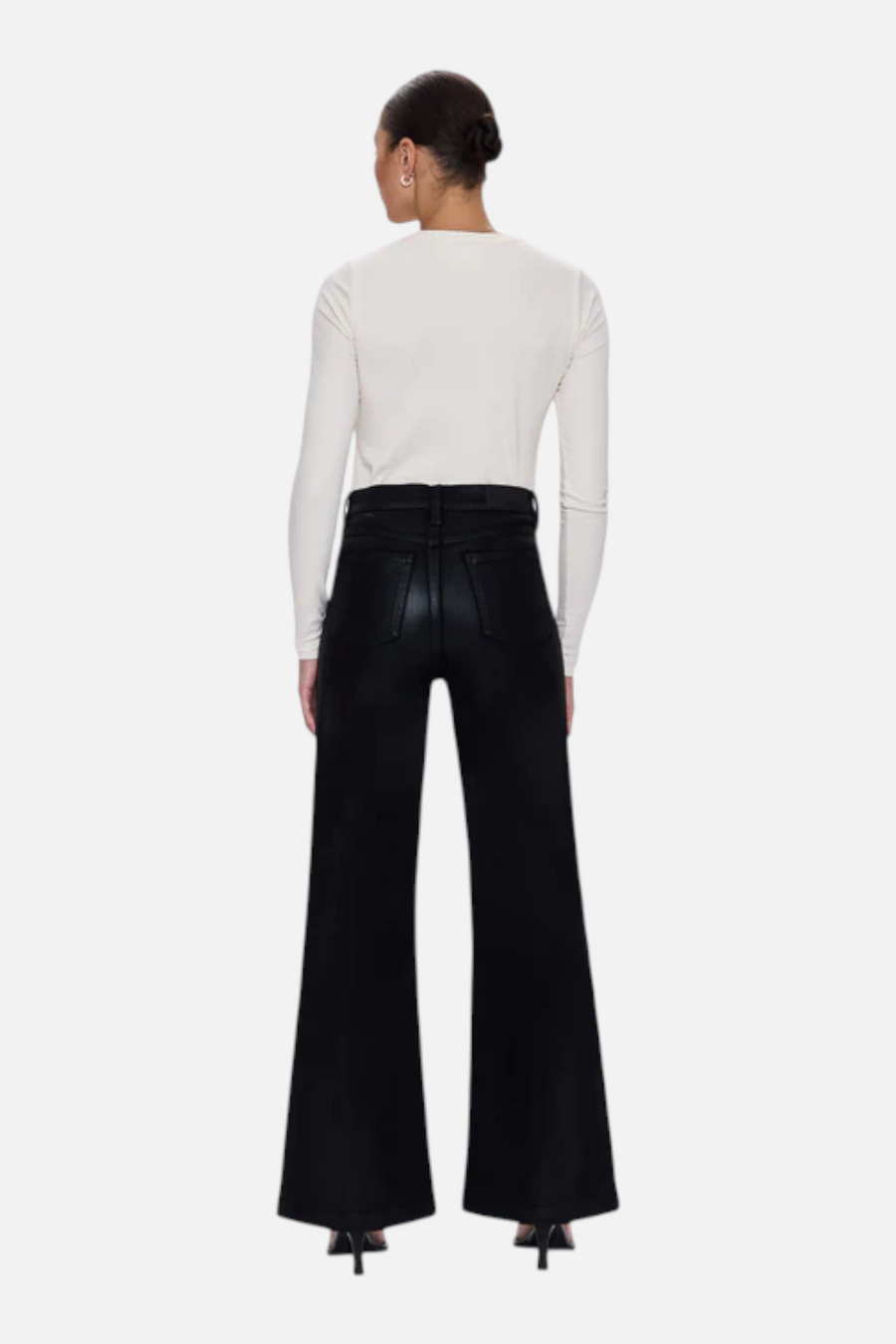 Pistola Lana High Rise Ultra Wide Leg Jean in Coated Noir