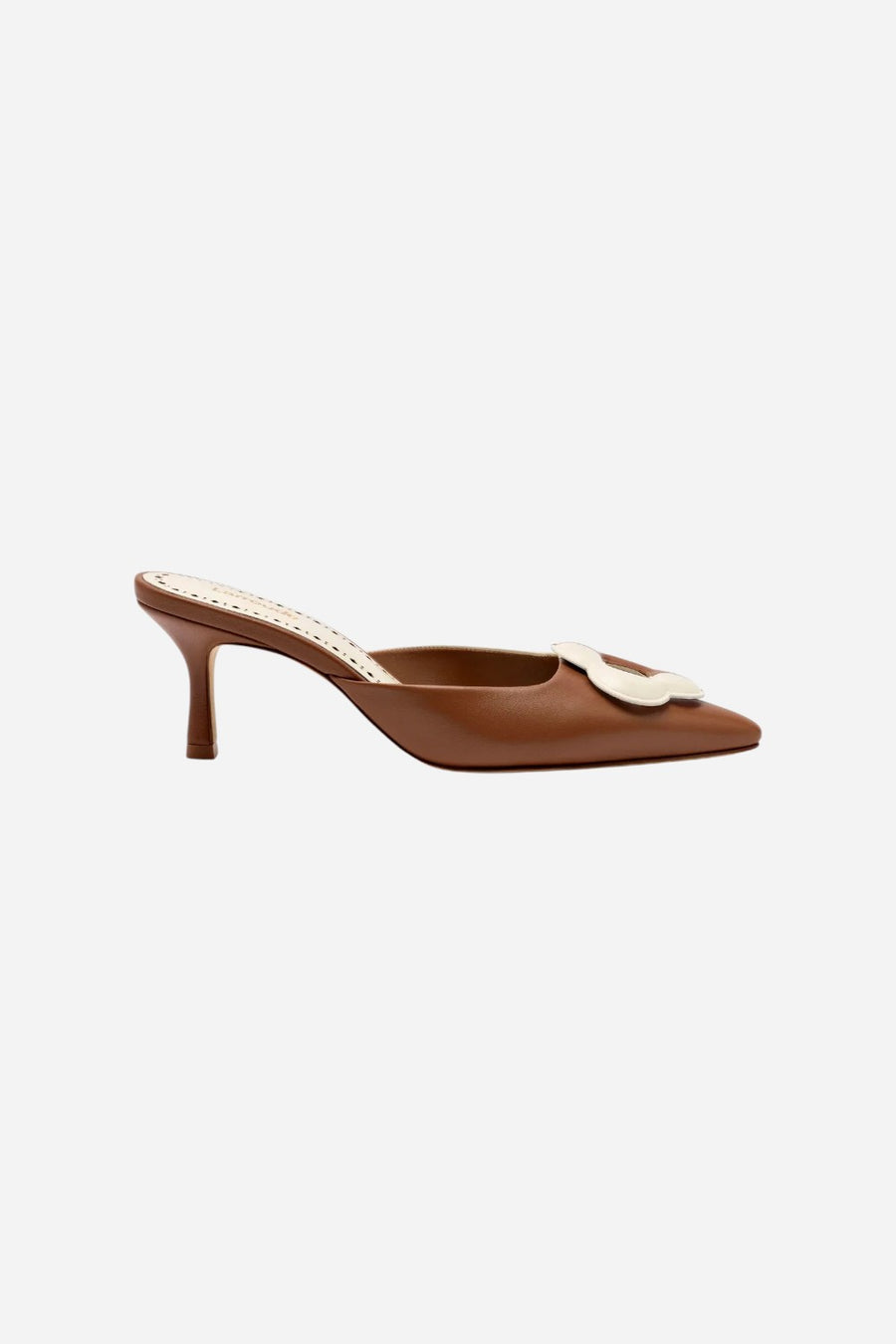 Larroude Flora Pump in Caramel & Ivory Leather
