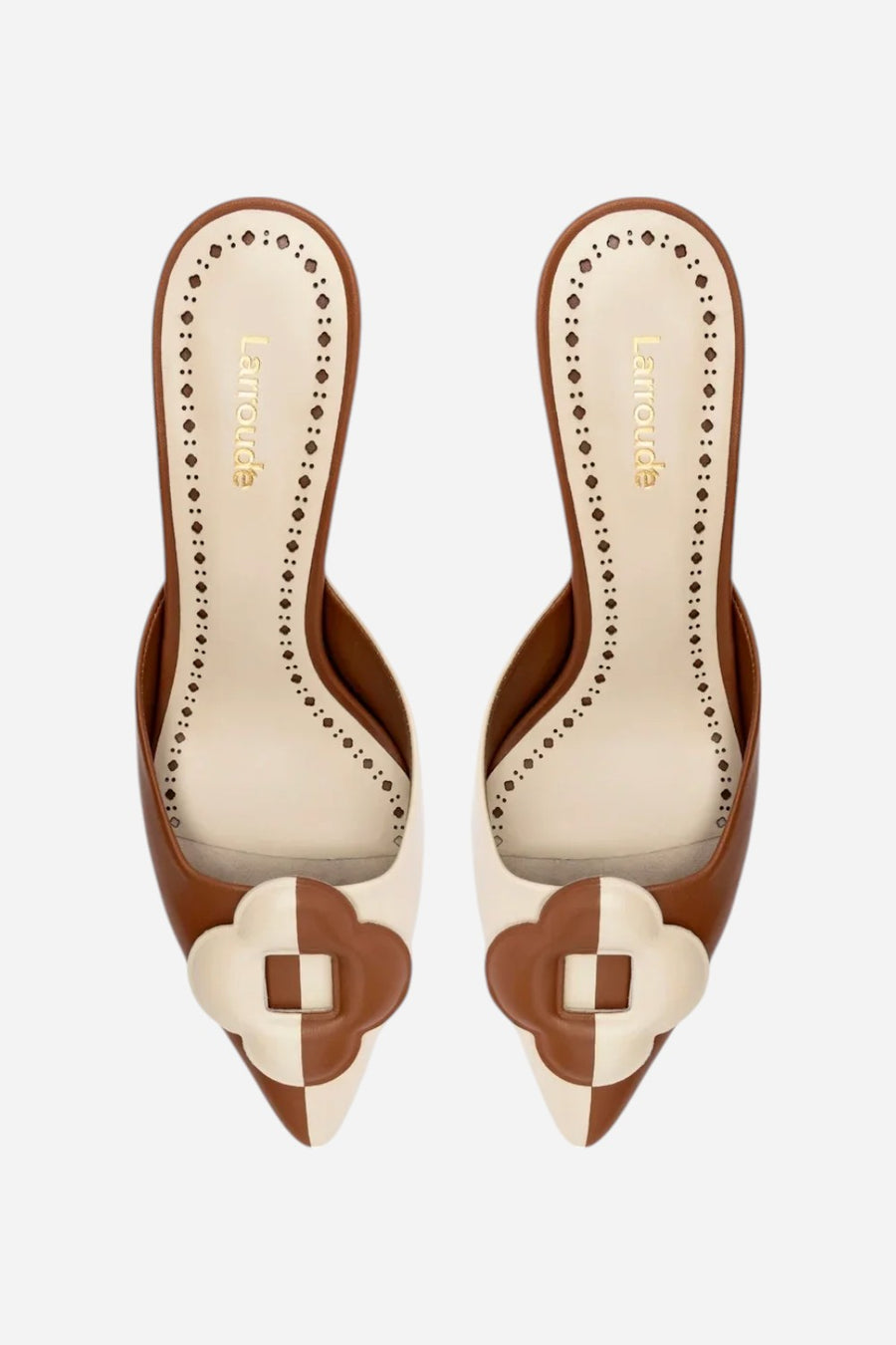Larroude Flora Pump in Caramel & Ivory Leather