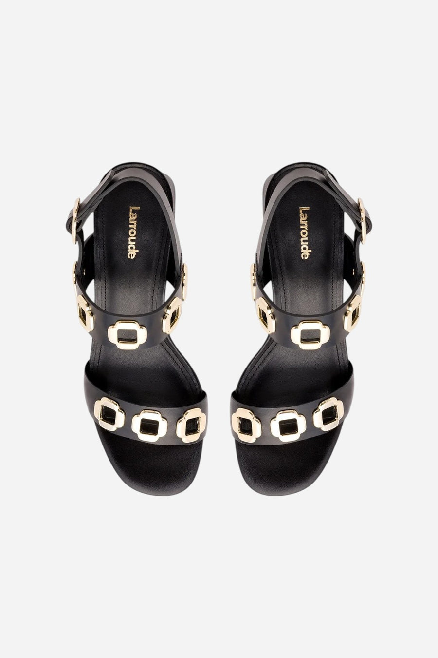 Larroude Milan Sandal in Black Leather