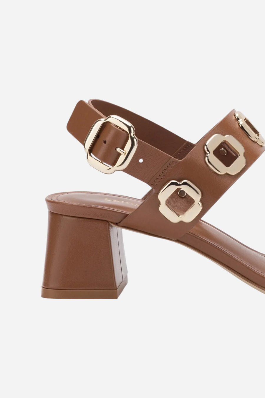 Larroude Milan Sandal in Caramel Leather