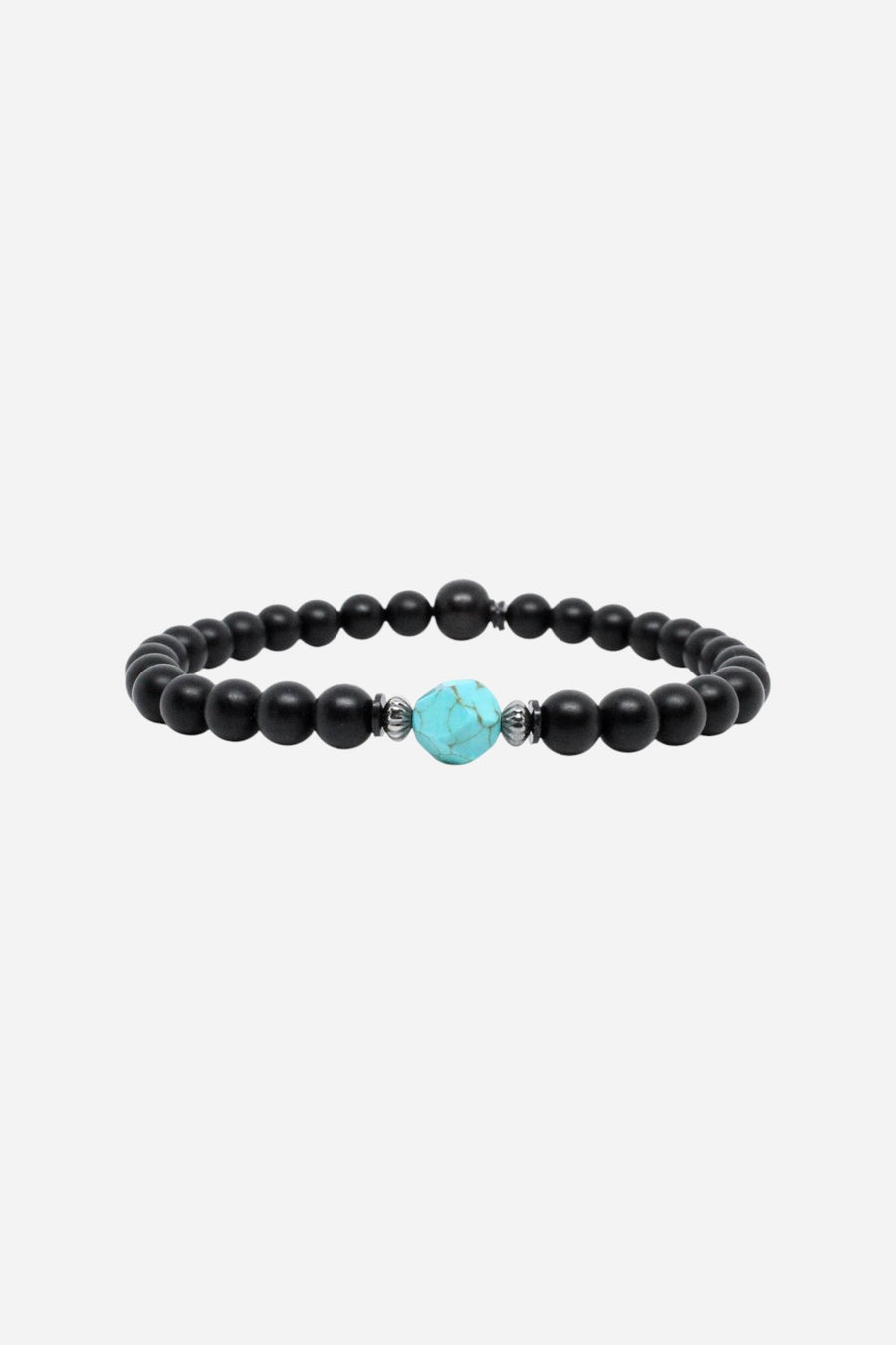 Kenton Michael Lite Turquoise Faceted Gemstone Black Onyx Men's Bracelet - Medium
