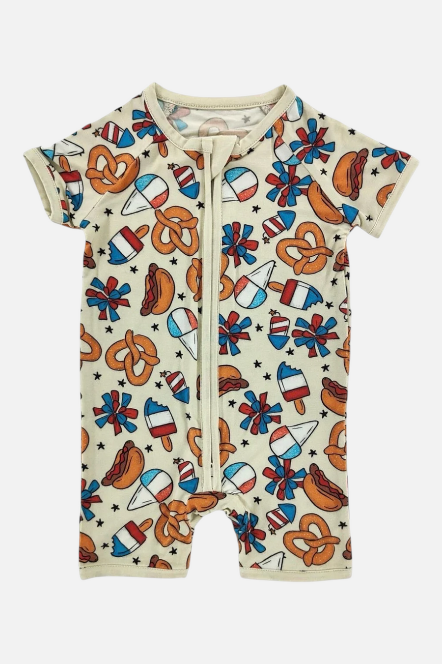 Little One Shop 4th Of July Snacks Shortie Romper