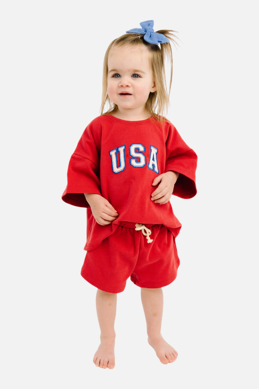 Little One Shop USA Embroidered Slouchy Set in Red