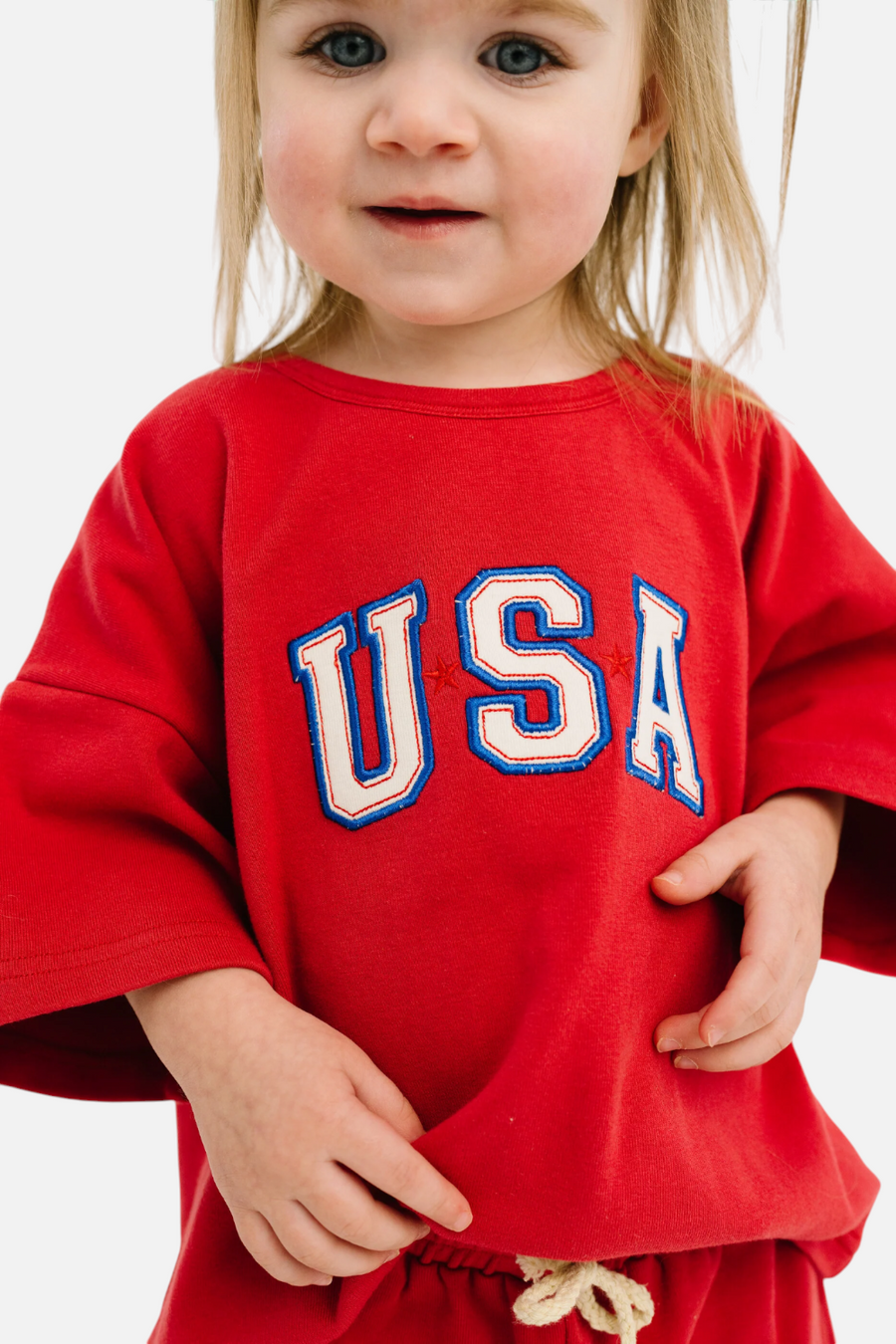 Little One Shop USA Embroidered Slouchy Set in Red