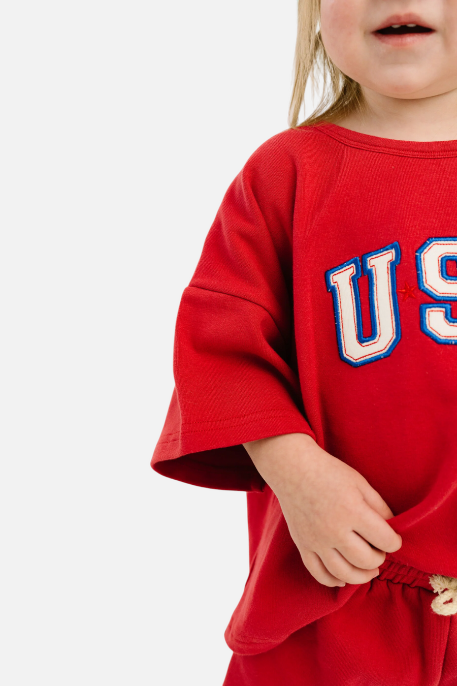 Little One Shop USA Embroidered Slouchy Set in Red