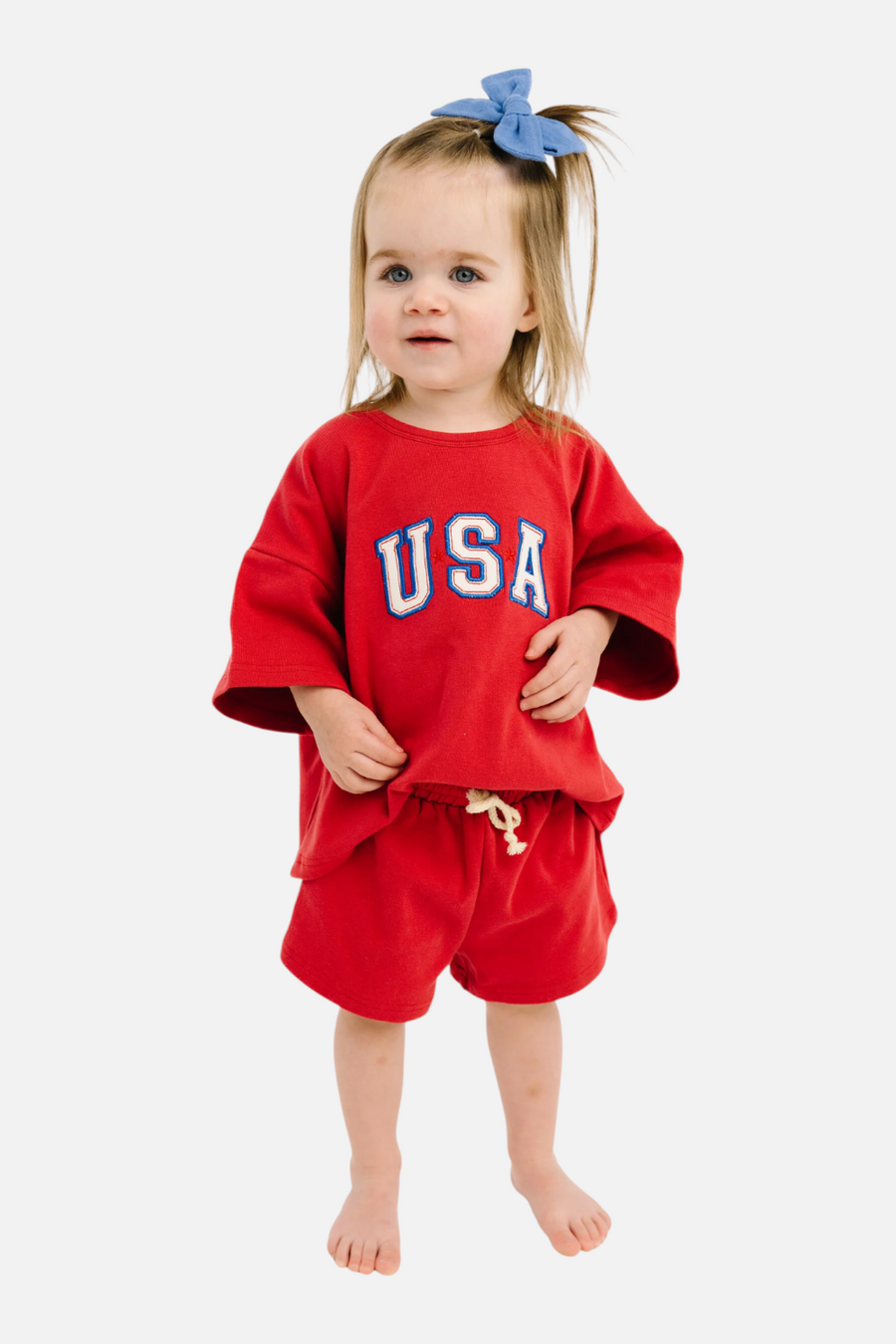 Little One Shop USA Embroidered Slouchy Set in Red