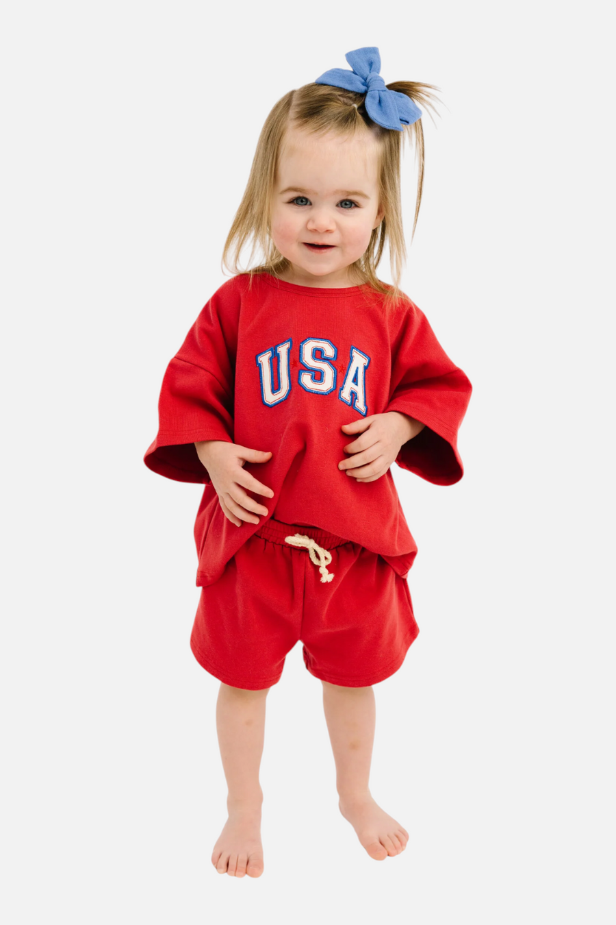 Little One Shop USA Embroidered Slouchy Set in Red