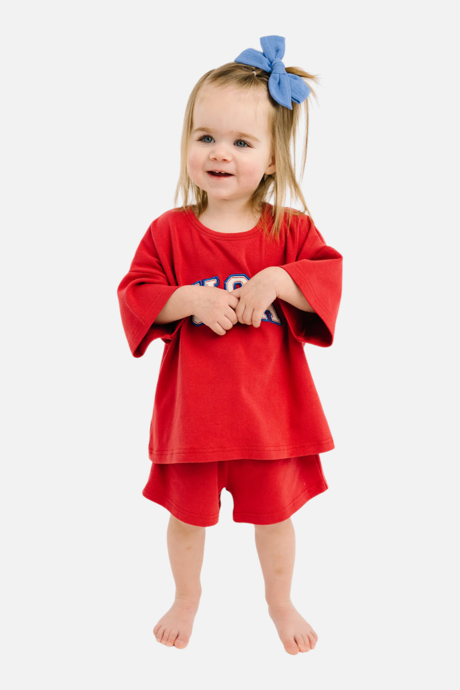 Little One Shop USA Embroidered Slouchy Set in Red