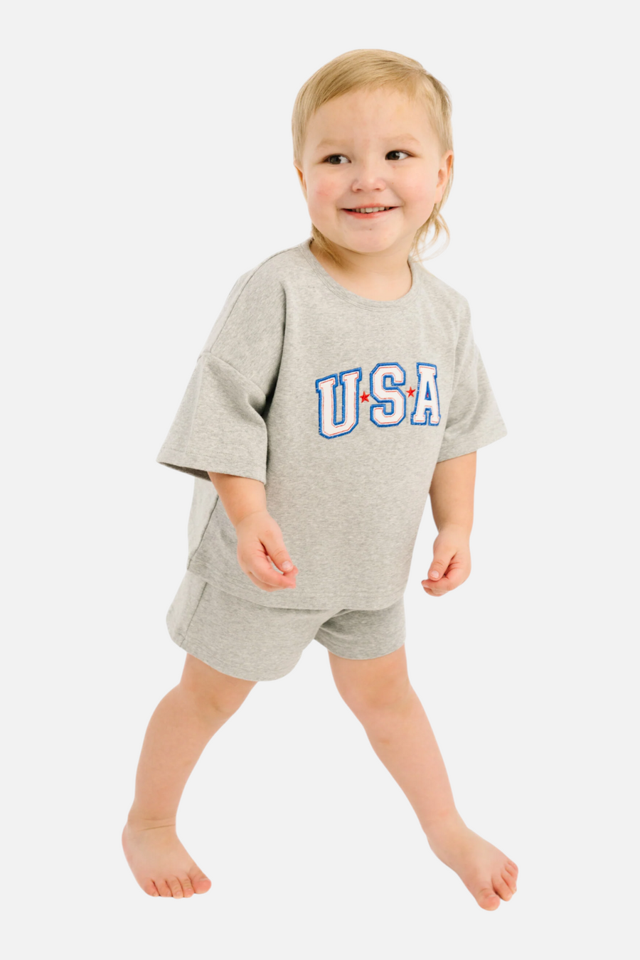 Little One Shop USA Embroidered Slouchy Set in Gray
