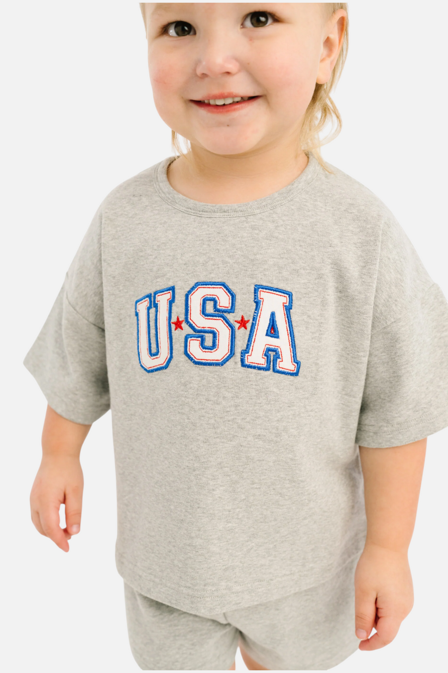 Little One Shop USA Embroidered Slouchy Set in Gray