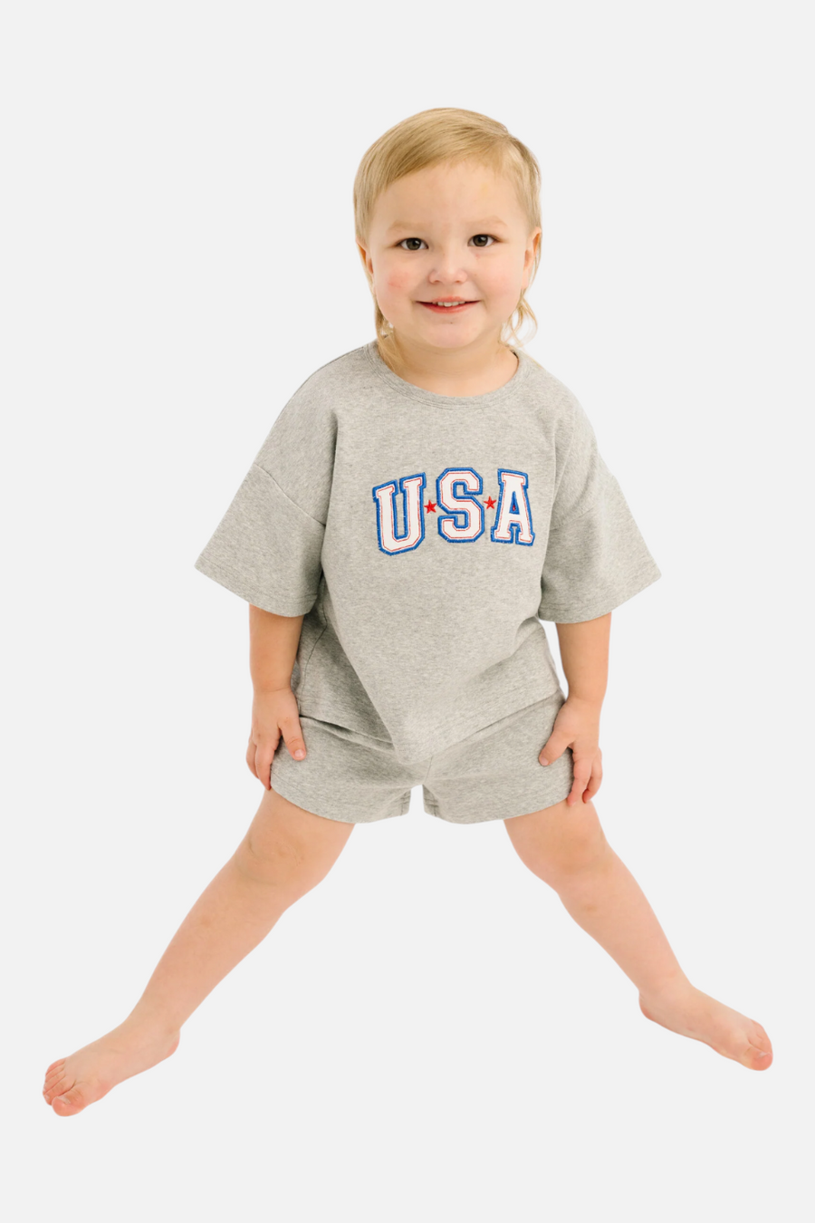 Little One Shop USA Embroidered Slouchy Set in Gray