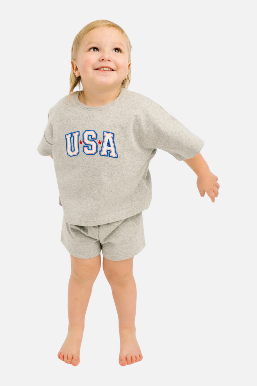 Little One Shop USA Embroidered Slouchy Set in Gray