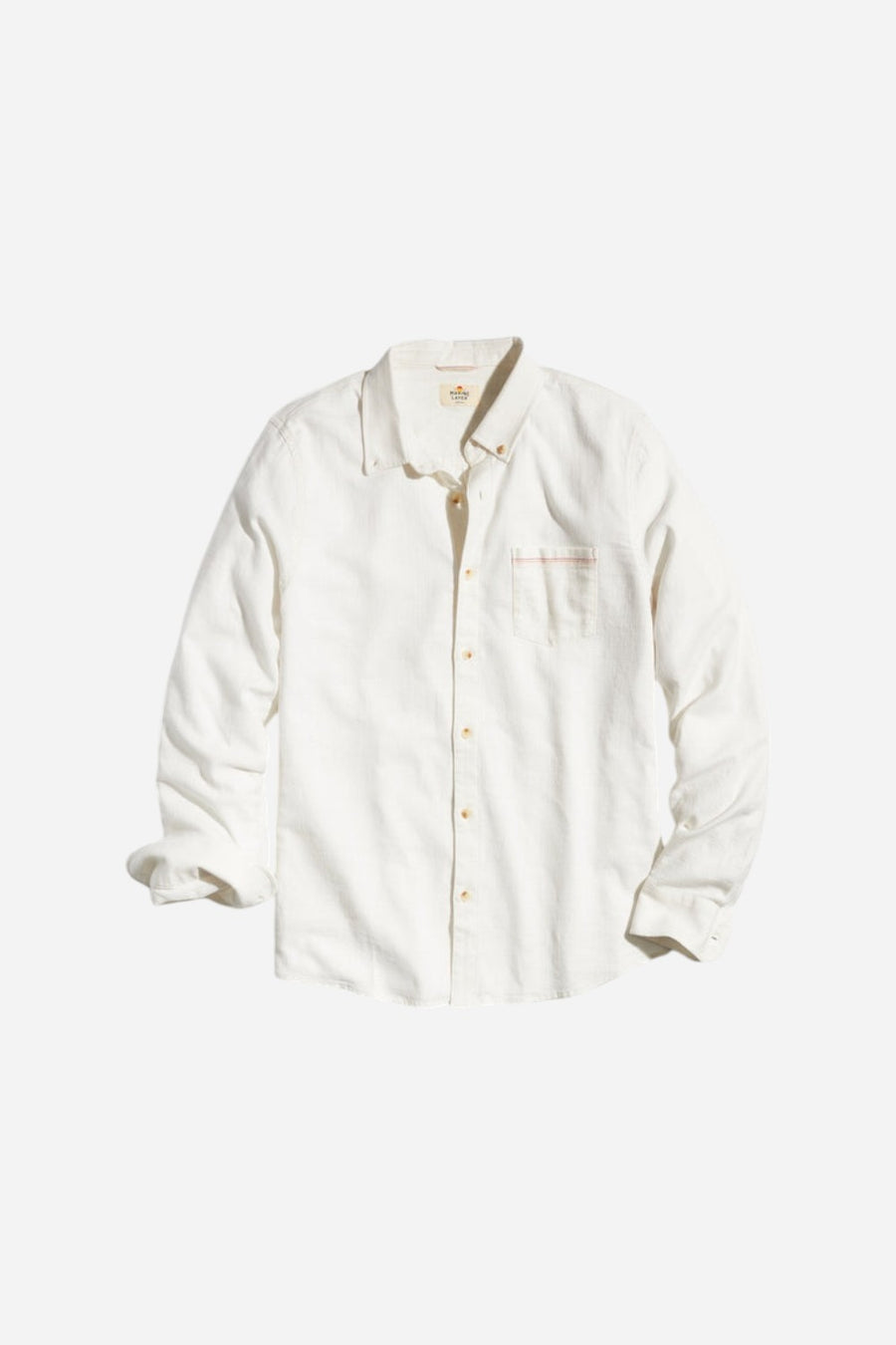 Marine Layer Long Sleeve Dressy Stretch Selvage Shirt in Natural