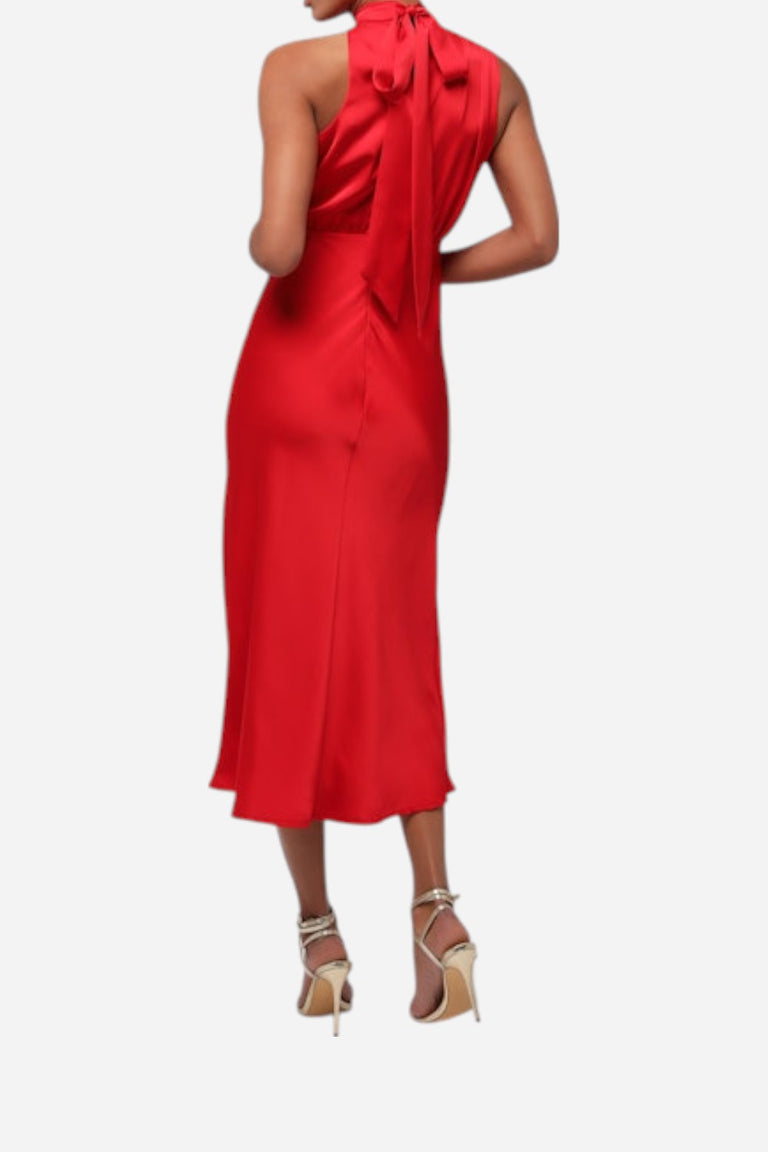 Lulus Dublin Asymmetrical Neck Midi Dress in Red – CHROME