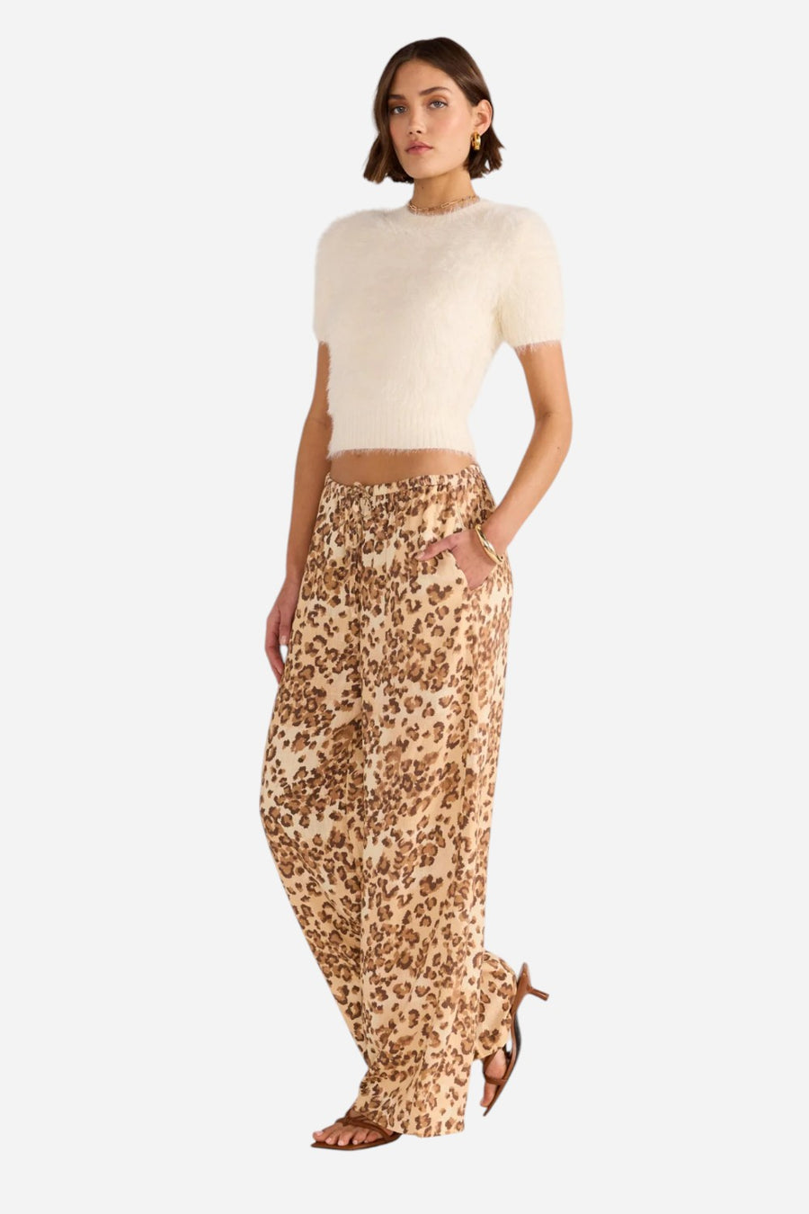 MINKPINK Clover Fluffy Knit Tee in Ivory